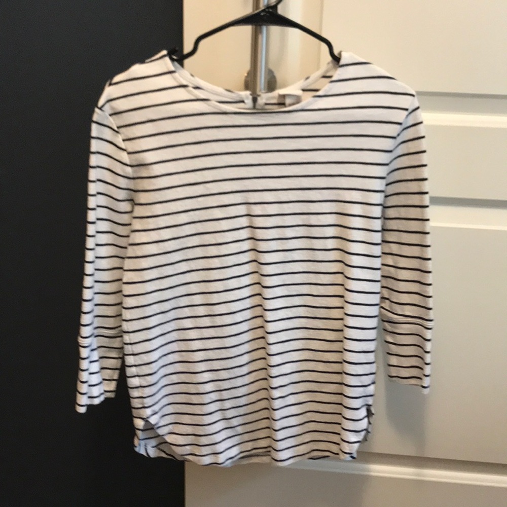 Merona 3/4 sleeve navy and white stripe thick top